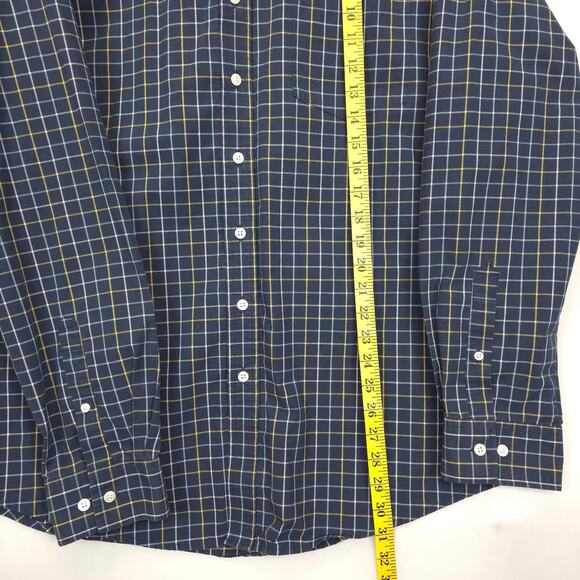 Croft & Barrow Window Pane Plaid Button Down Shirt Easy Care Men XL Blue Yellow - Picture 4 of 12